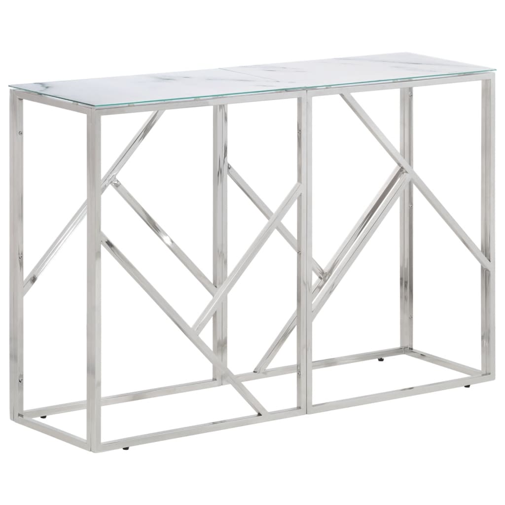 Table Console Acier Inoxydable Et De Mélèze Massif
