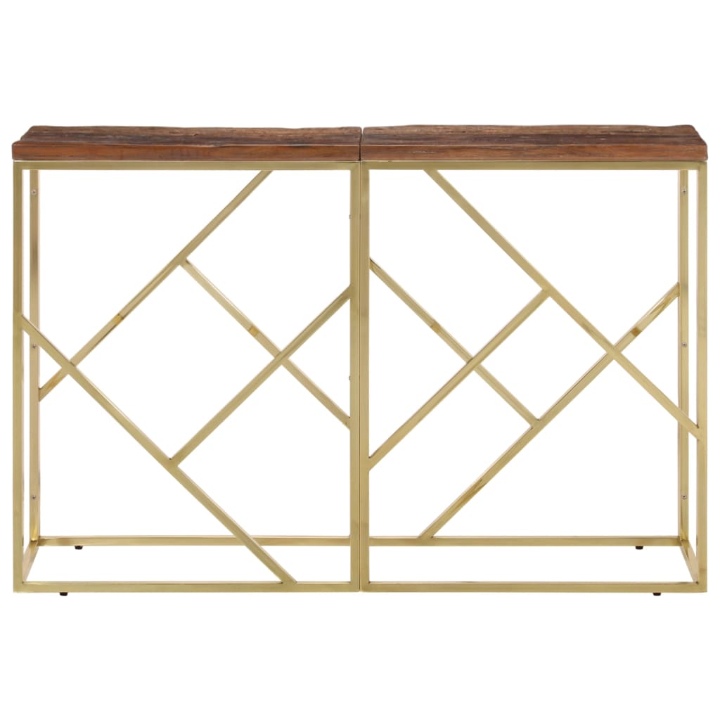 Table Console Acier Inoxydable Et De Mélèze Massif