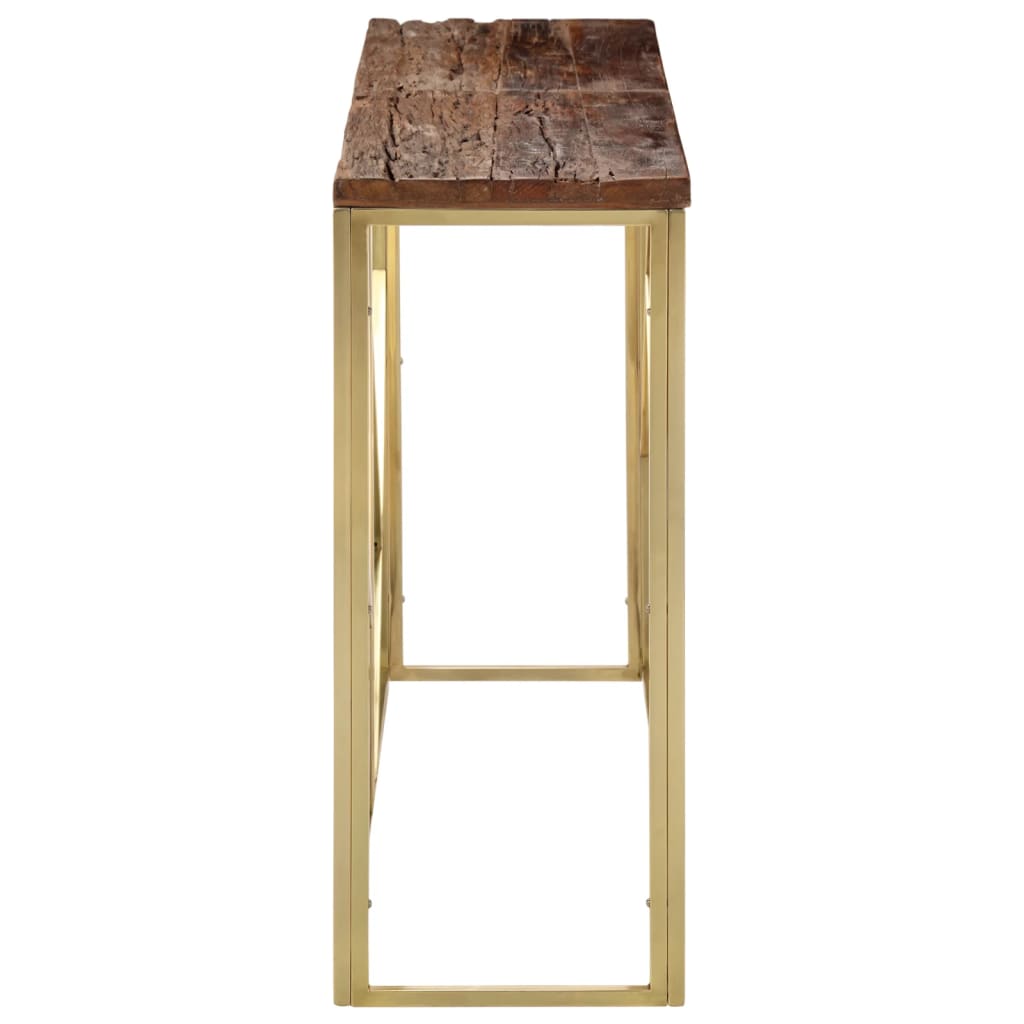 Table Console Acier Inoxydable Et De Mélèze Massif