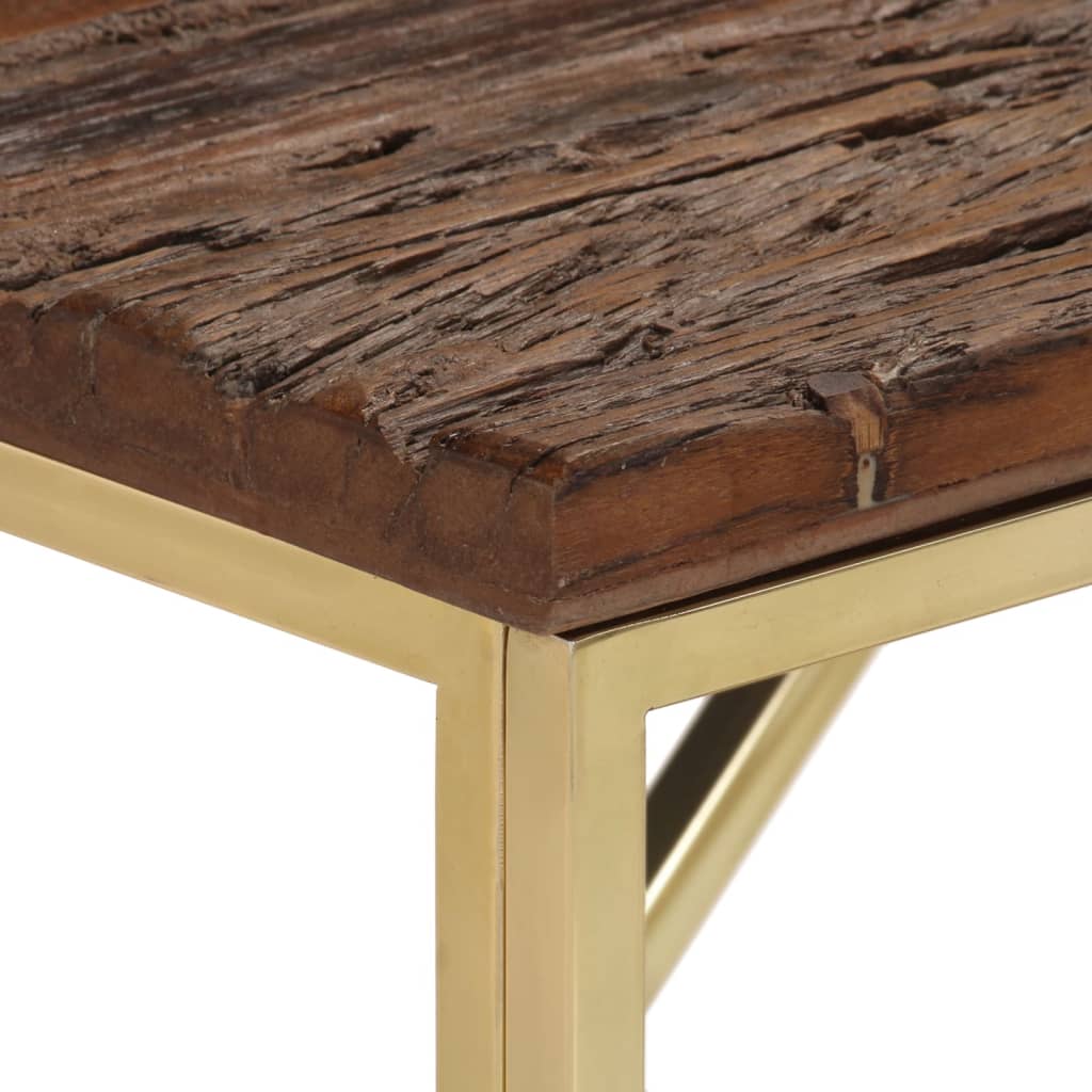 Table Console Acier Inoxydable Et De Mélèze Massif