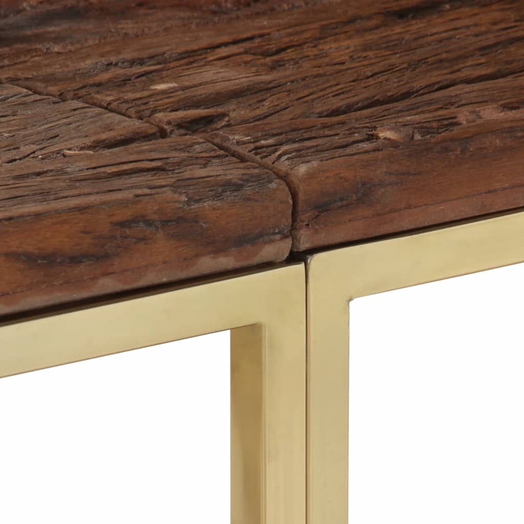 Table Console Acier Inoxydable Et De Mélèze Massif