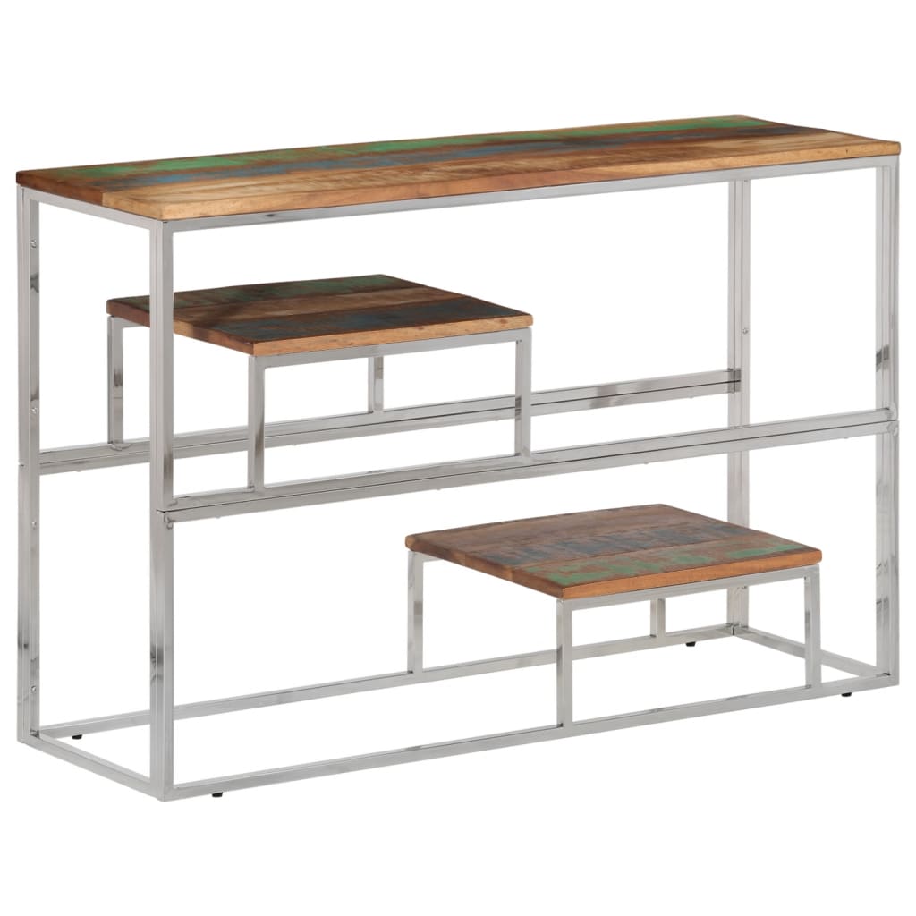 Table Console Argenté Inox Et De Récupération Massif