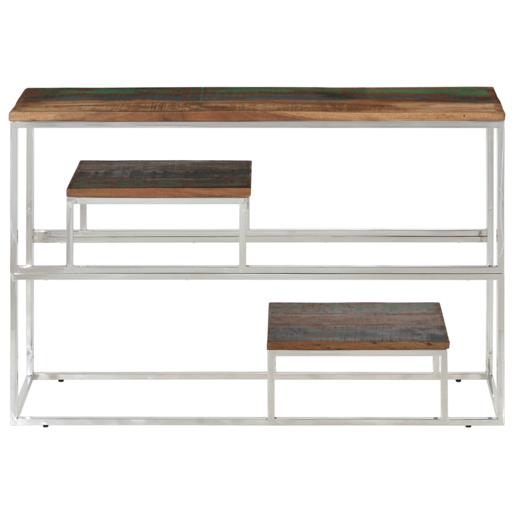 Table Console Argenté Inox Et De Récupération Massif