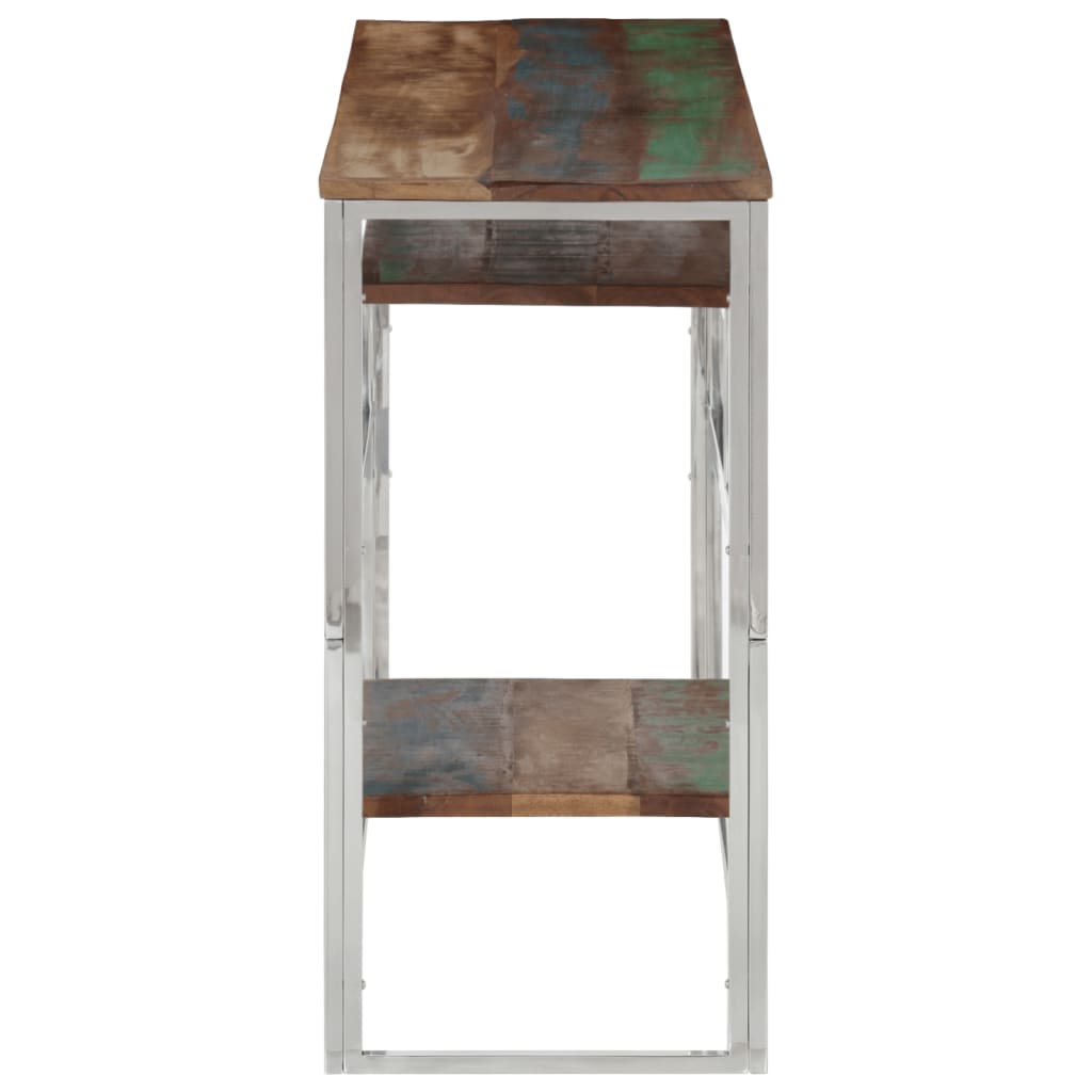 Table Console Argenté Inox Et De Récupération Massif