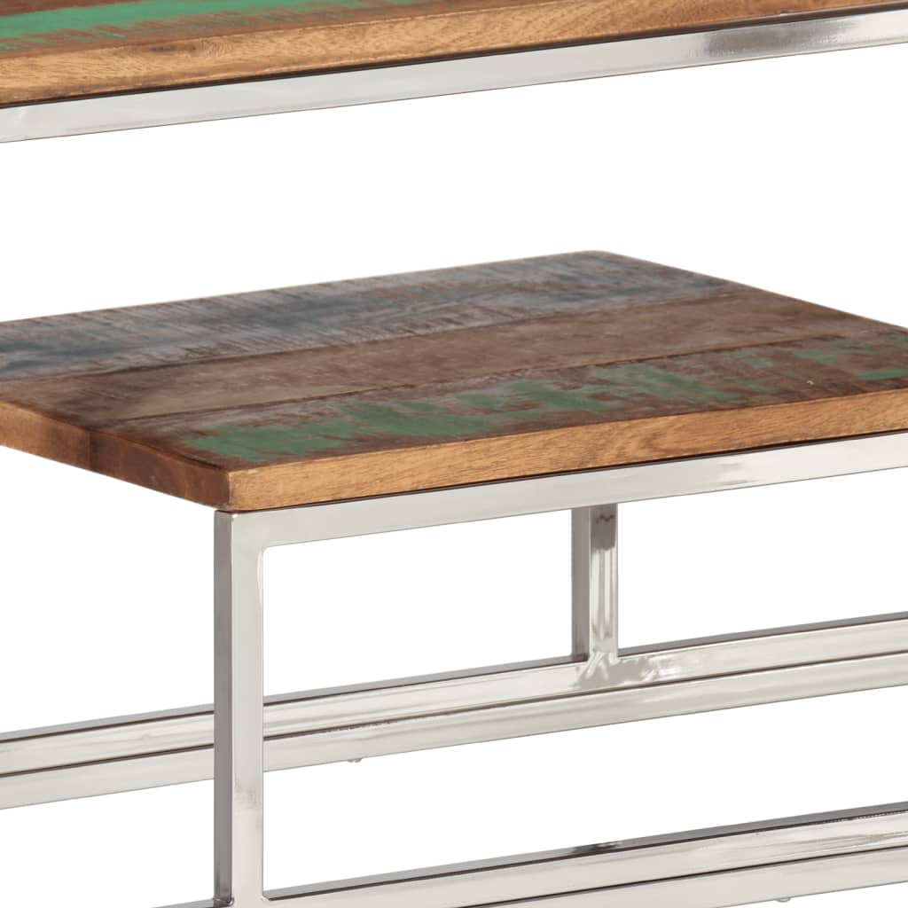 Table Console Argenté Inox Et De Récupération Massif