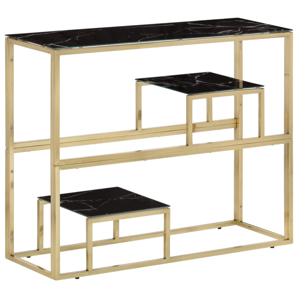 Table Console Argenté Acier Inoxydable Et Massif D'acacia