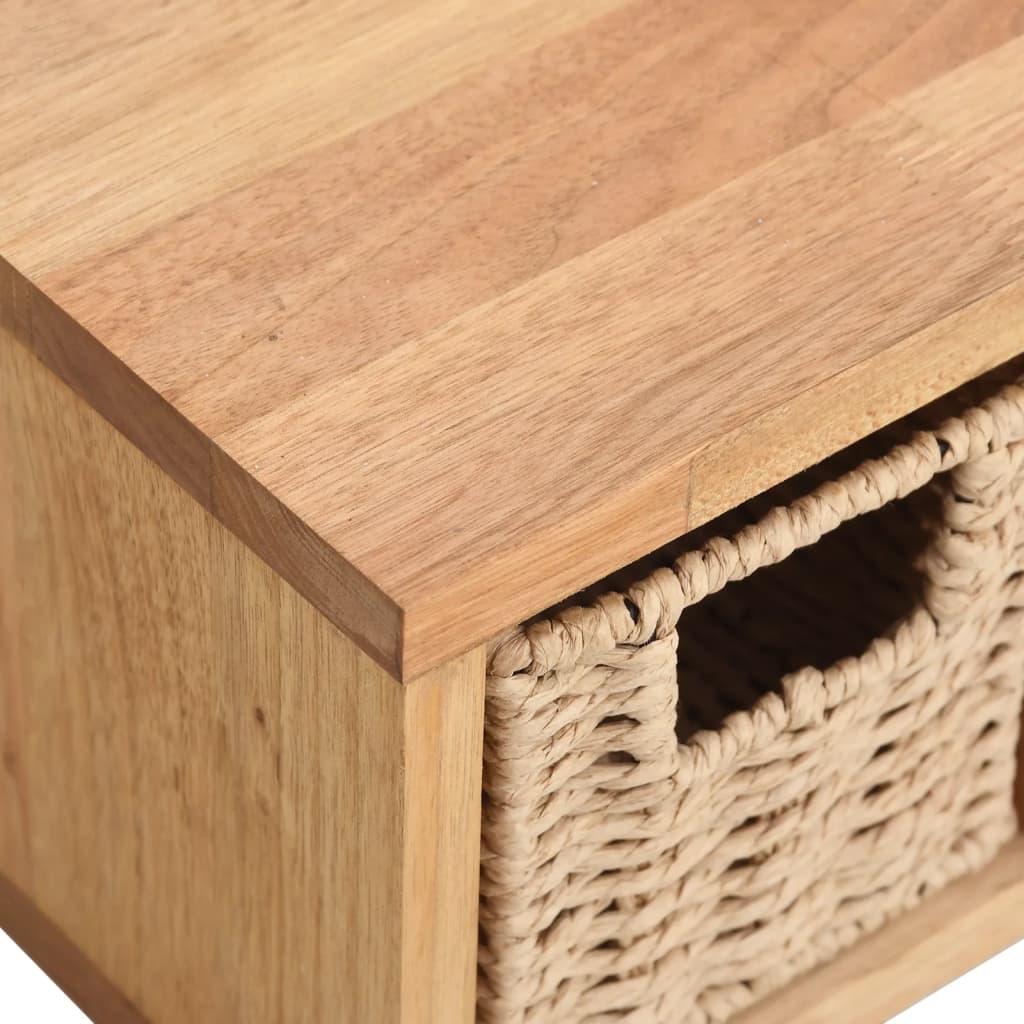 Étagère Murale Avec Paniers 62X18X16 Cm Bois Massif De Noyer