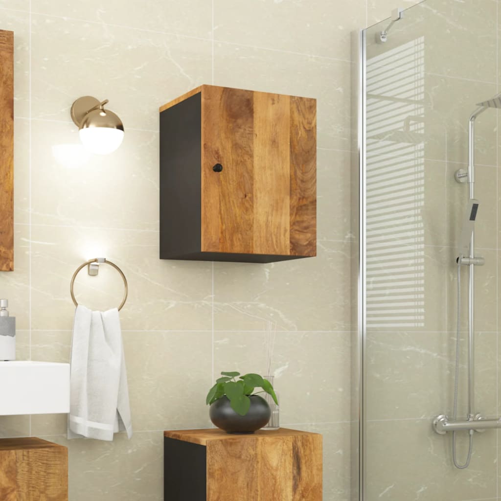 Armoire De Salle De Bain Murale 38X33X48Cm Bois Massif Manguier