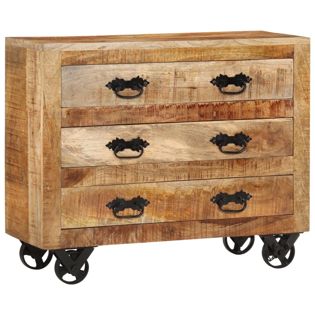 Buffet Avec 3 Tiroirs 80X30X Bois De Manguier Brut Massif