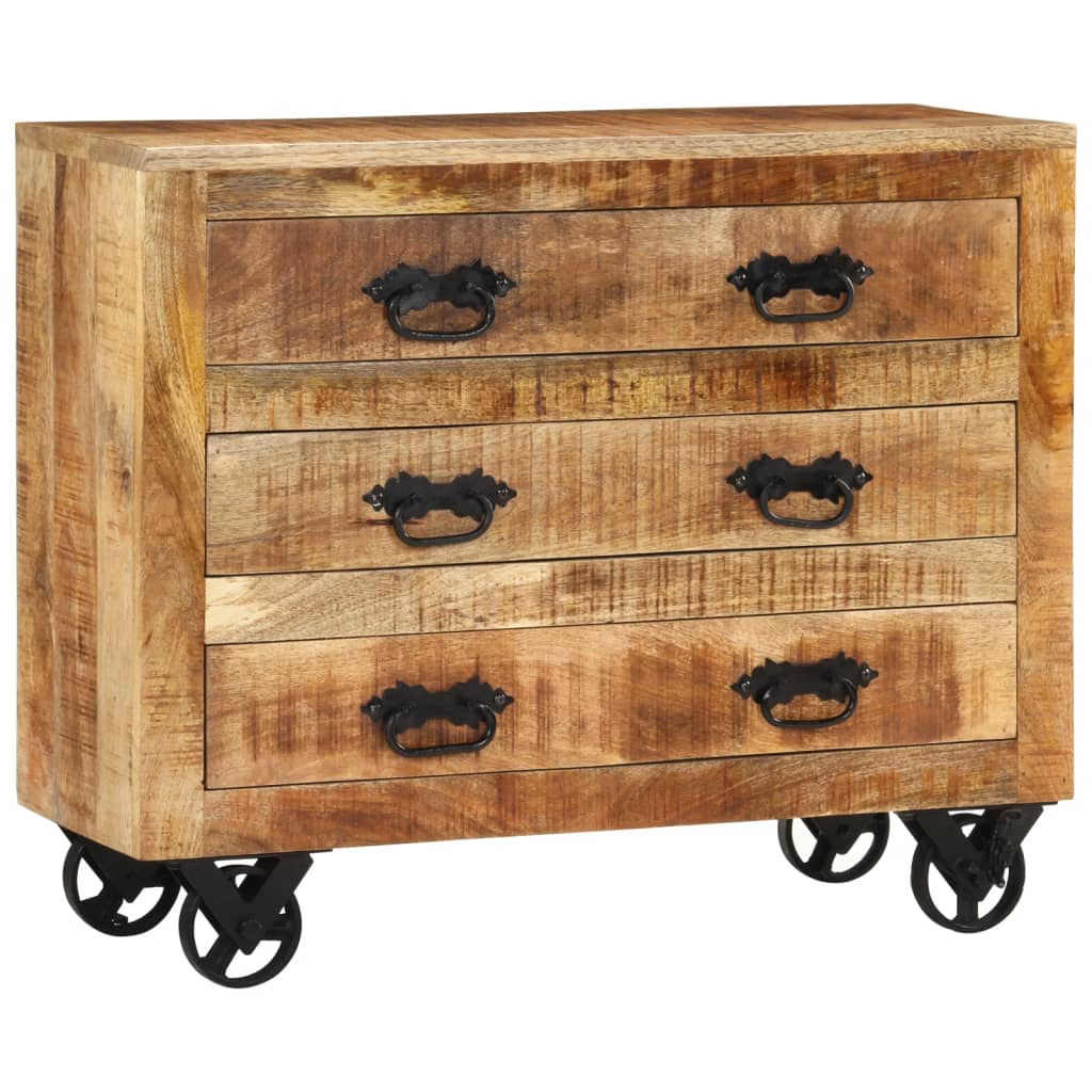 Buffet Avec 3 Tiroirs 80X30X Bois De Manguier Brut Massif