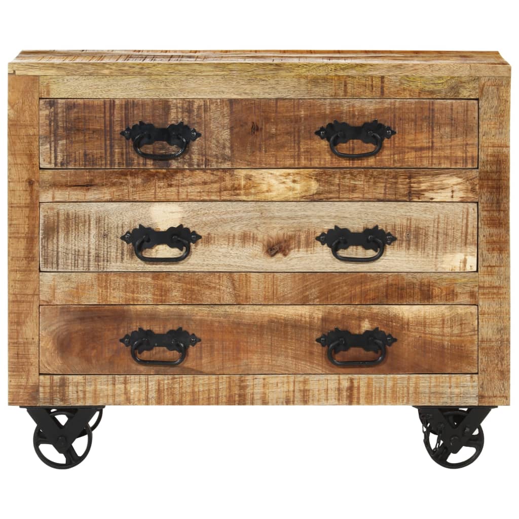Buffet Avec 3 Tiroirs 80X30X Bois De Manguier Brut Massif