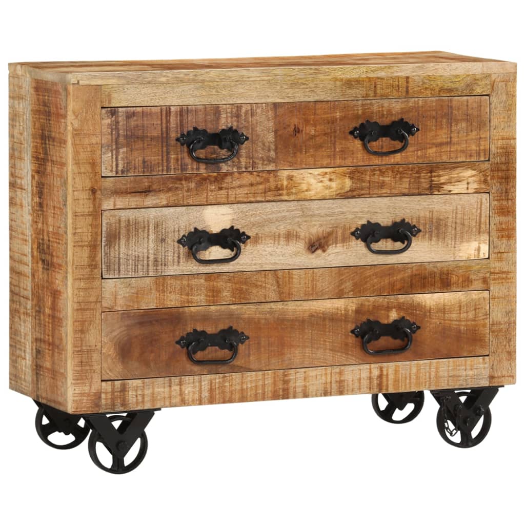 Buffet Avec 3 Tiroirs 80X30X Bois De Manguier Brut Massif