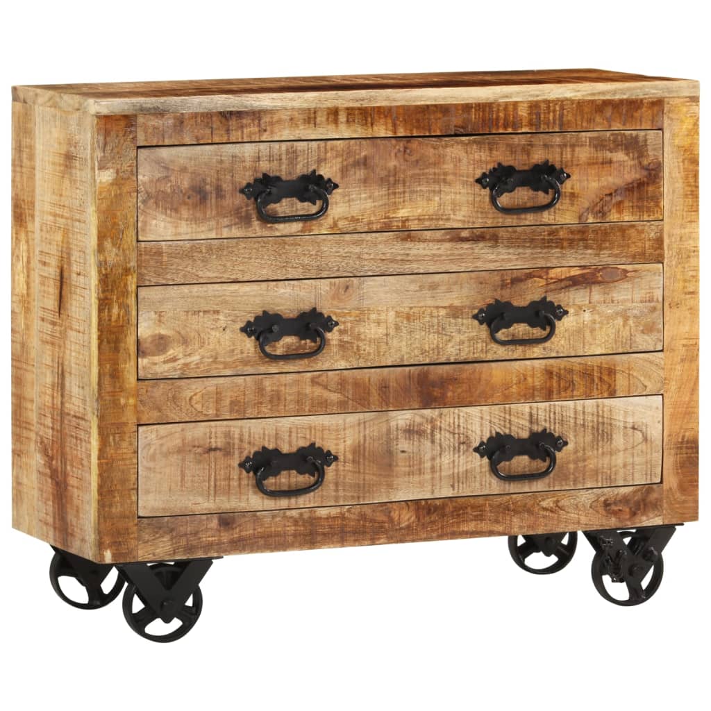 Buffet Avec 3 Tiroirs 80X30X Bois De Manguier Brut Massif