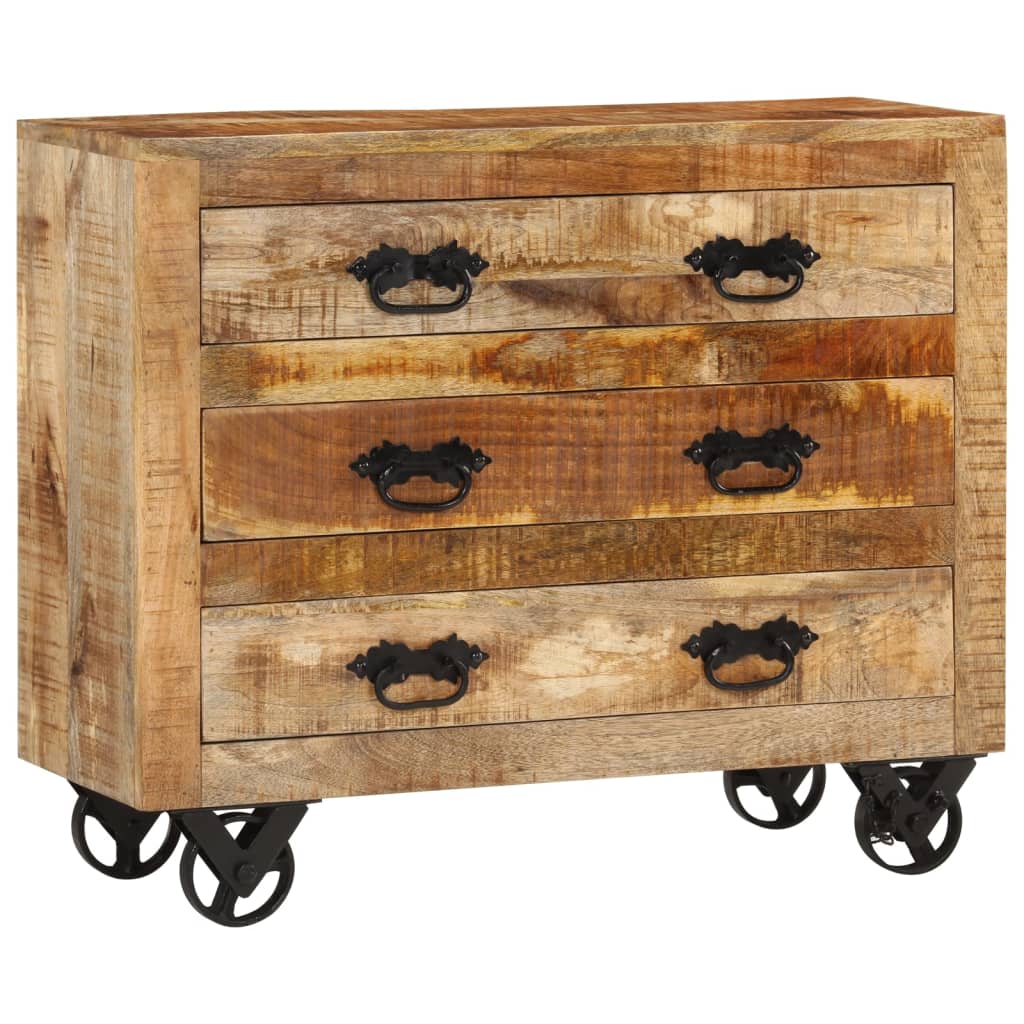 Buffet Avec 3 Tiroirs 80X30X Bois De Manguier Brut Massif