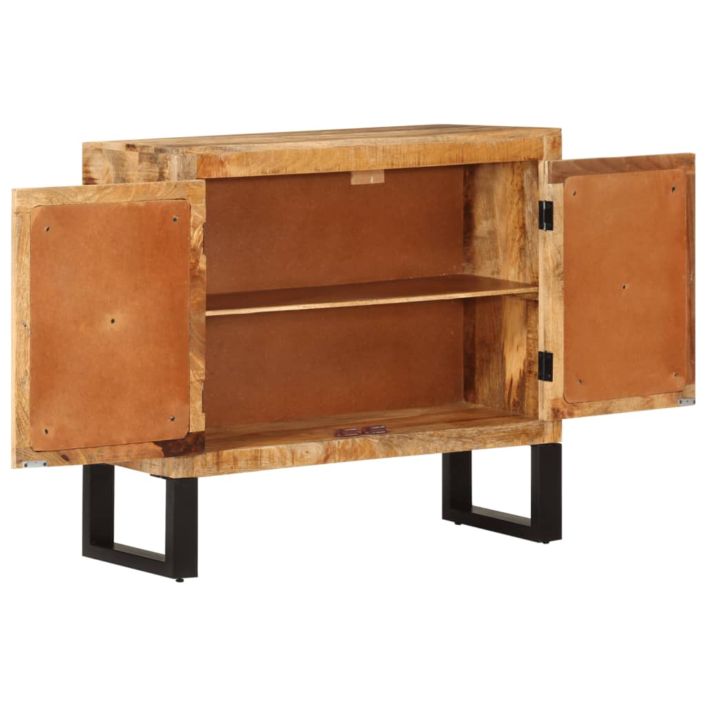 Buffet 80X30X71 Cm Bois De Manguier Brut Massif Et Métal