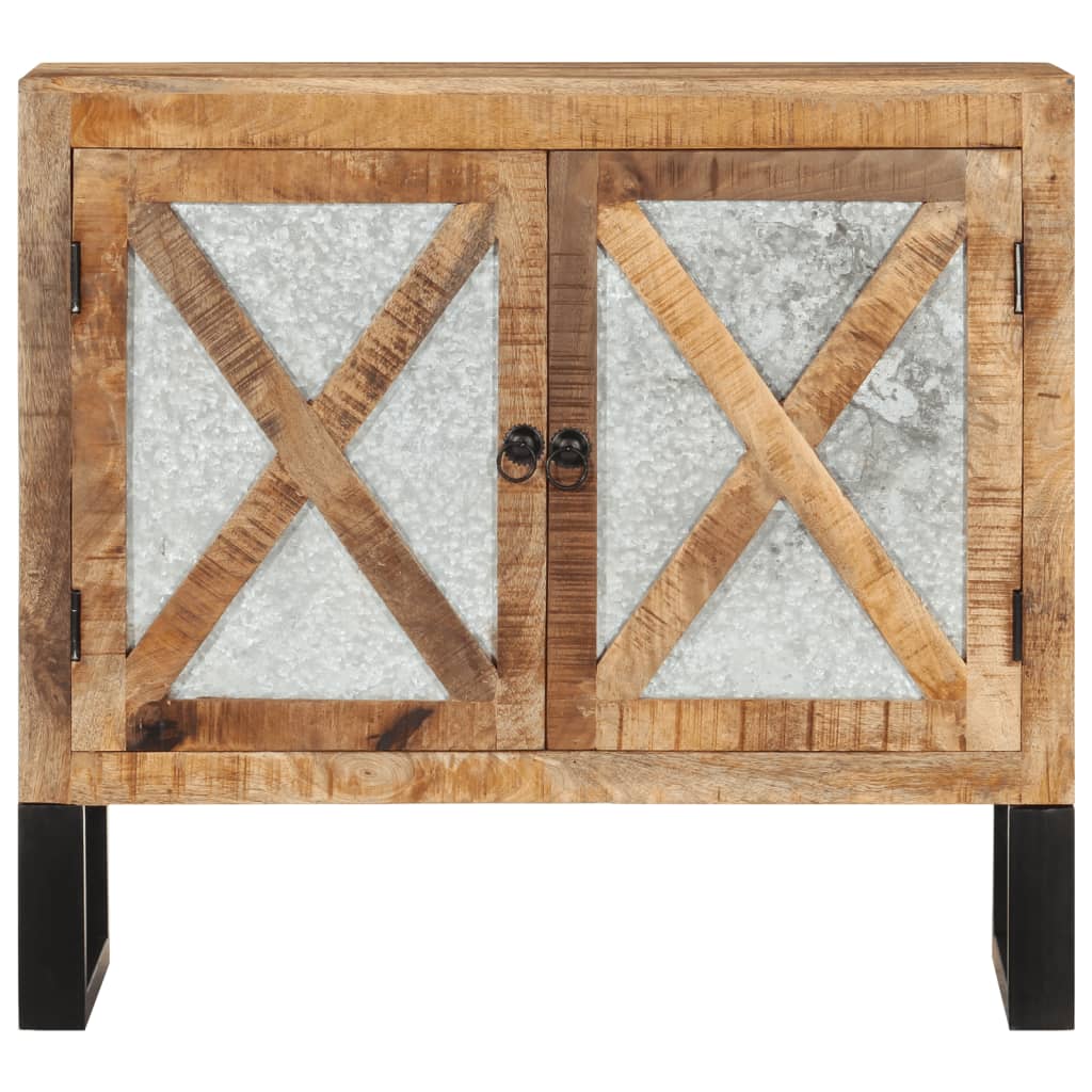 Buffet 80X30X71 Cm Bois De Manguier Brut Massif Et Métal