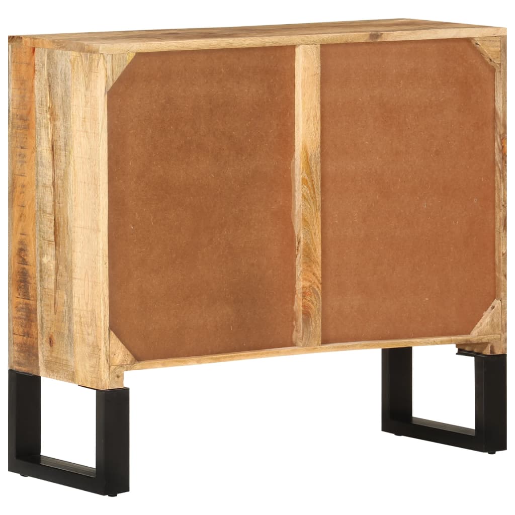 Buffet 80X30X71 Cm Bois De Manguier Brut Massif Et Métal