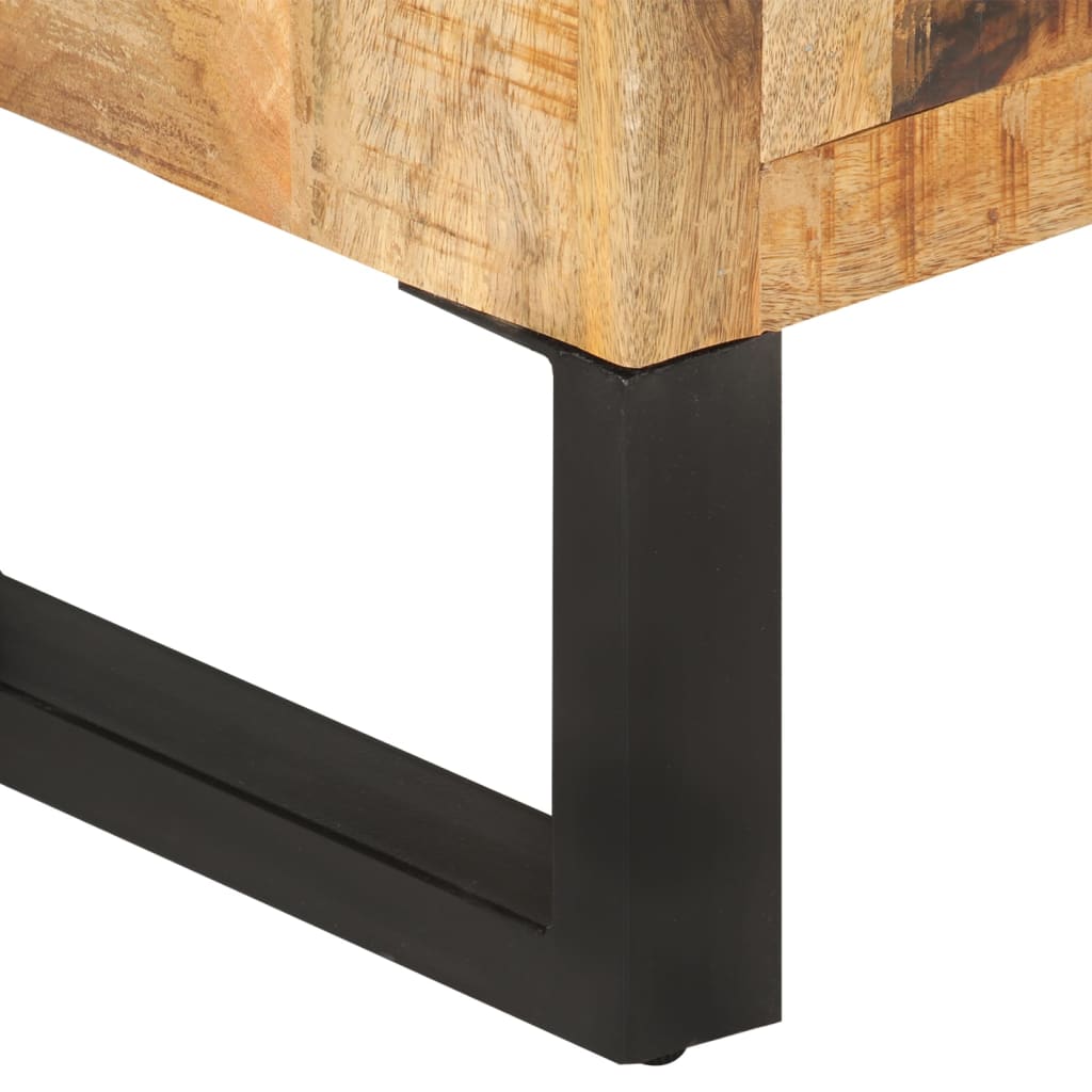 Buffet 80X30X71 Cm Bois De Manguier Brut Massif Et Métal