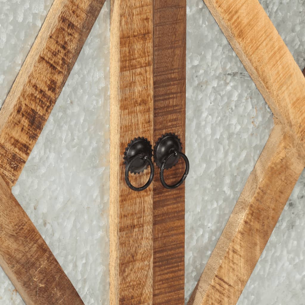 Buffet 80X30X71 Cm Bois De Manguier Brut Massif Et Métal