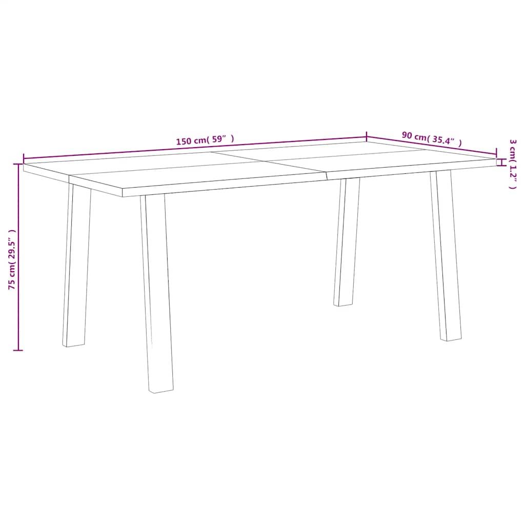 Table À Manger 150X90X75 Cm Bois D'acacia Solide