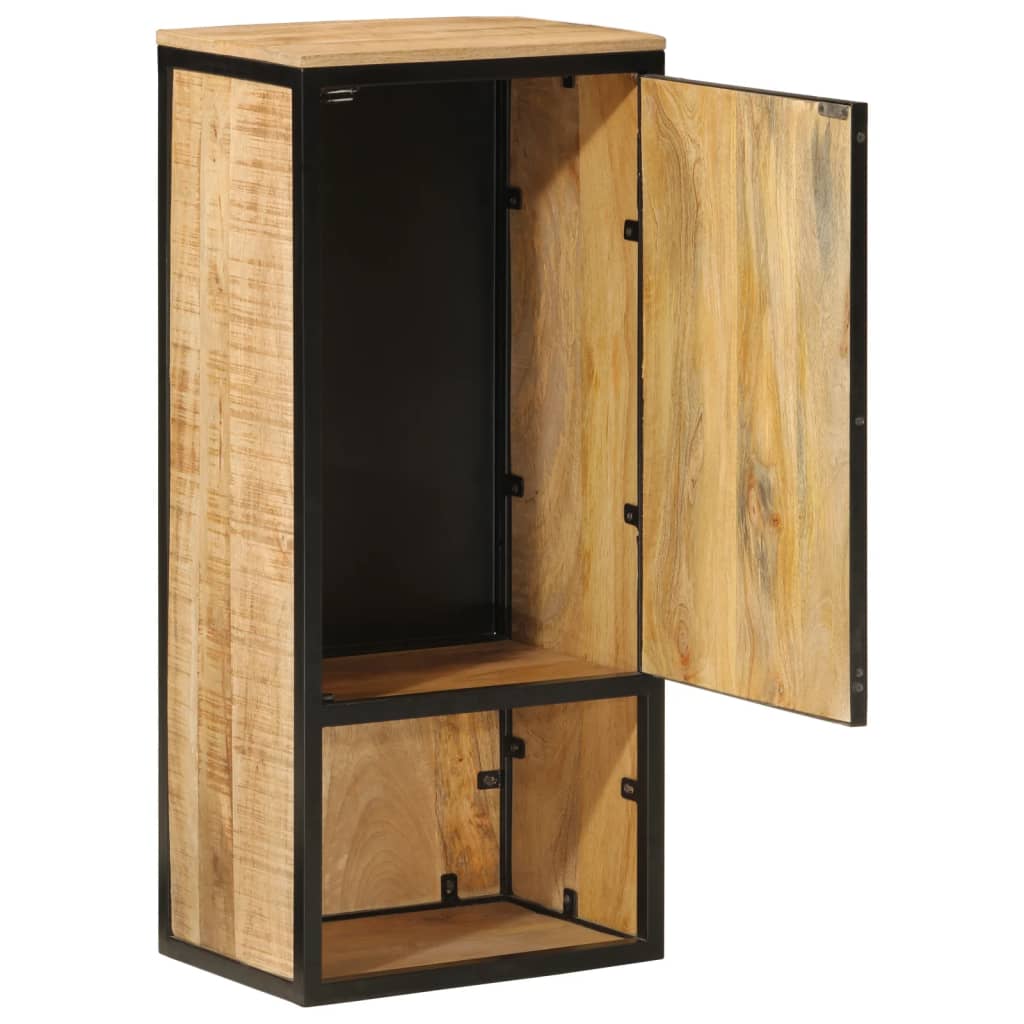 Armoire De Salle De Bain 40X27X90Cm Bois Massif Manguier Et Fer