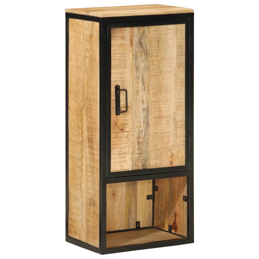 Armoire De Salle De Bain 40X27X90Cm Bois Massif Manguier Et Fer