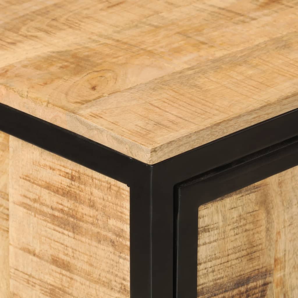 Armoire De Salle De Bain 40X27X90Cm Bois Massif Manguier Et Fer