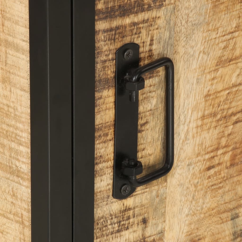 Armoire De Salle De Bain 40X27X90Cm Bois Massif Manguier Et Fer