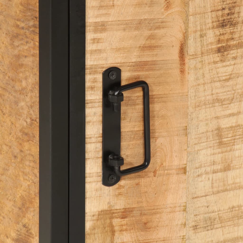 Armoire De Salle De Bain 40X27X90Cm Bois Massif Manguier Et Fer