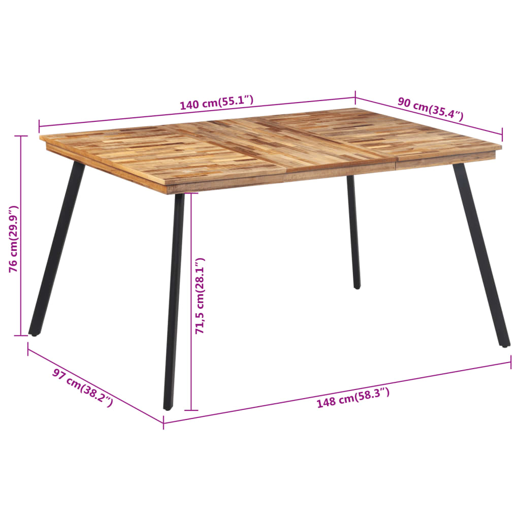 Table À Manger 148X97X76 Cm Bois Massif De Teck
