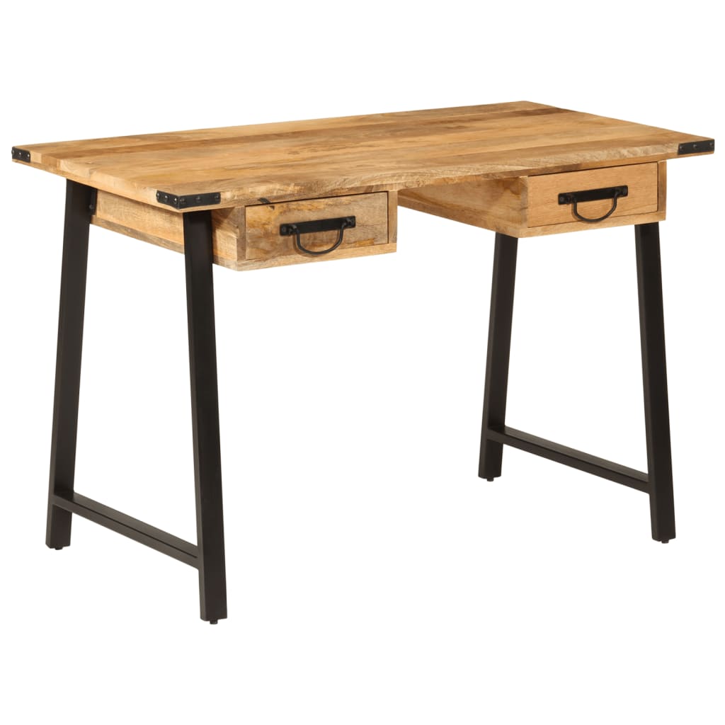 Bureau Avec Tiroirs 105X55X70 Cm Bois De Manguier Massif Et Fer