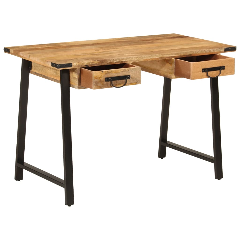 Bureau Avec Tiroirs 105X55X70 Cm Bois De Manguier Massif Et Fer