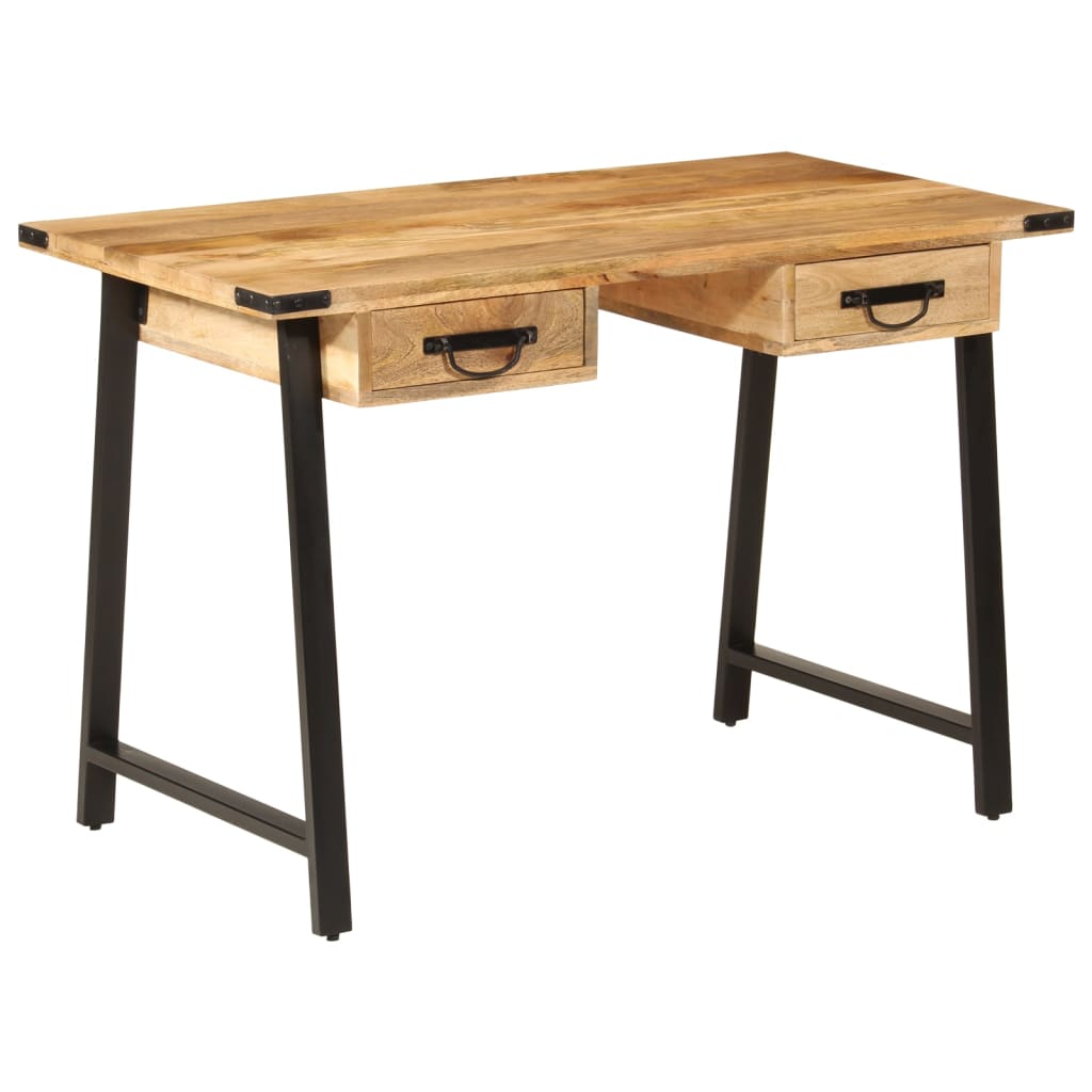 Bureau Avec Tiroirs 105X55X70 Cm Bois De Manguier Massif Et Fer