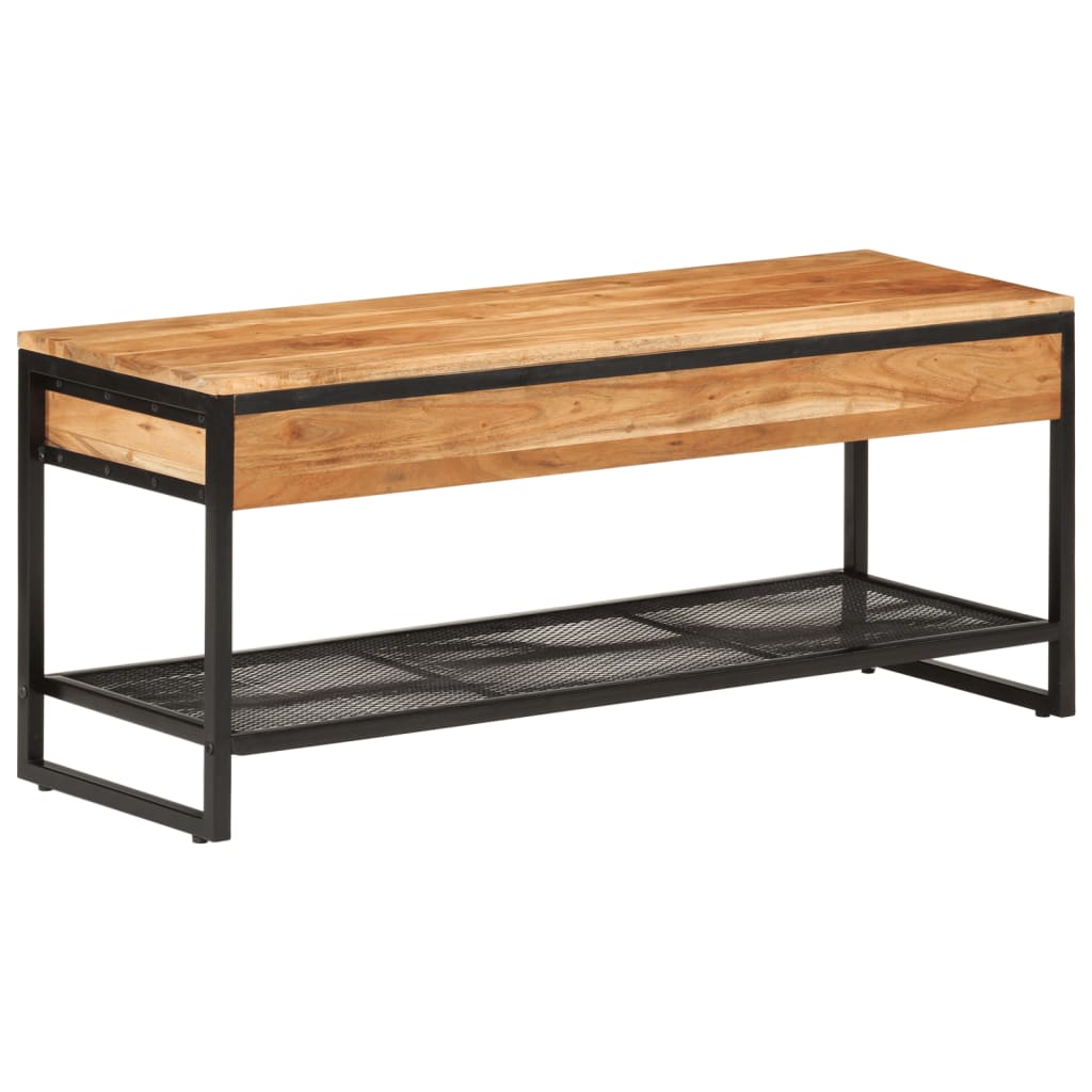 Banc À Chaussures 110X35X45 Cm Bois Massif D'acacia Et Fer