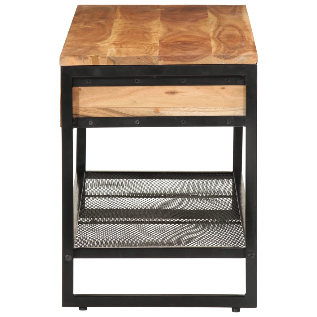Banc À Chaussures 110X35X45 Cm Bois Massif D'acacia Et Fer