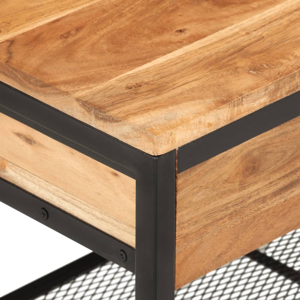 Banc À Chaussures 110X35X45 Cm Bois Massif D'acacia Et Fer