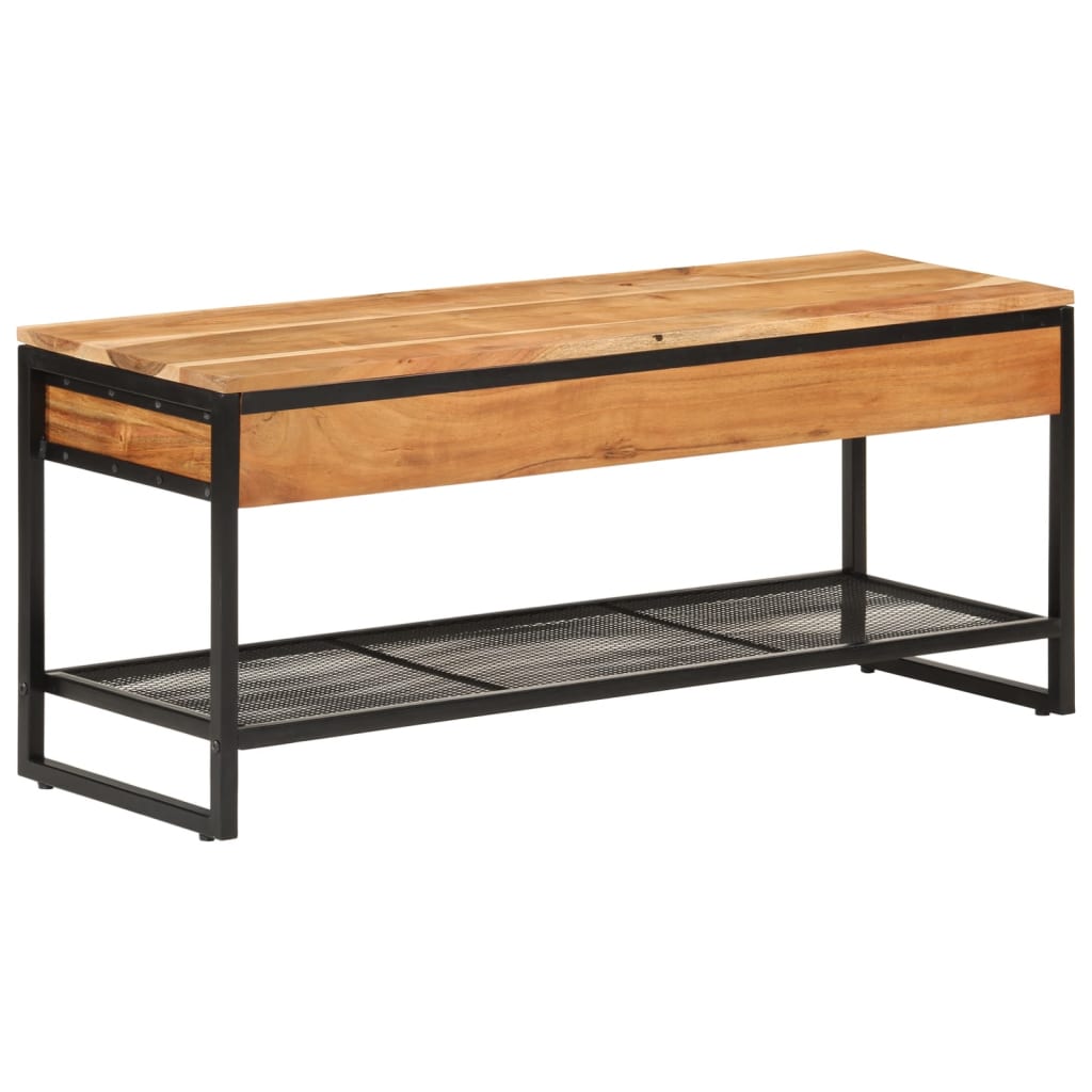 Banc À Chaussures 110X35X45 Cm Bois Massif D'acacia Et Fer