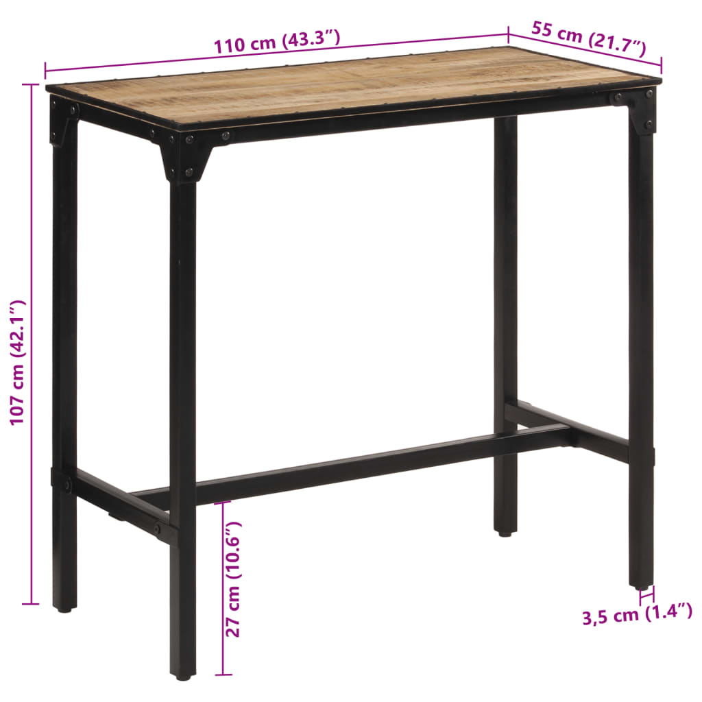 Table De Bar Bois De Manguier Massif Brut