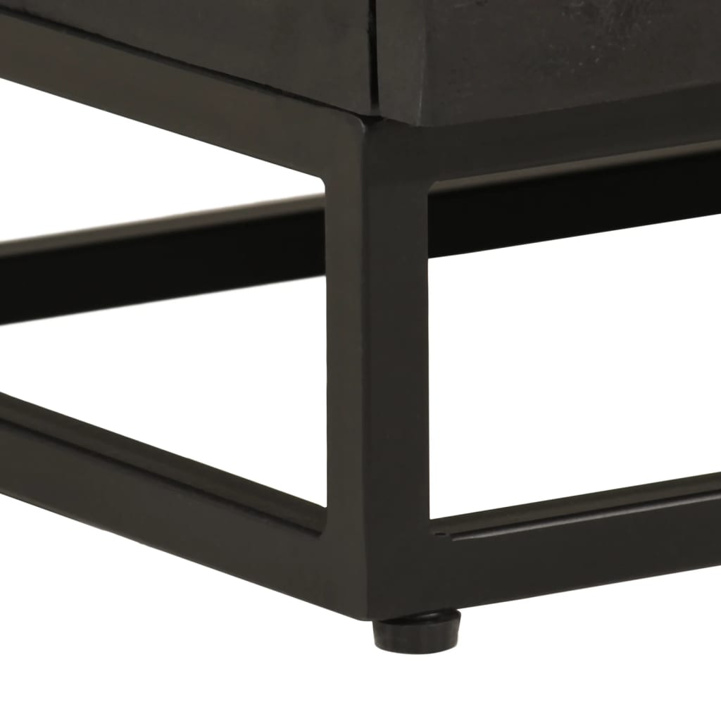 Table De Chevet Noir Bois Massif Manguier Et Fer Avec 1 Porte