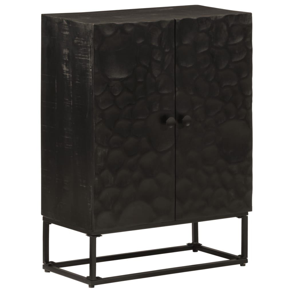 Buffet Noir Bois Massif De Manguier Et Fer Avec 2 Portes