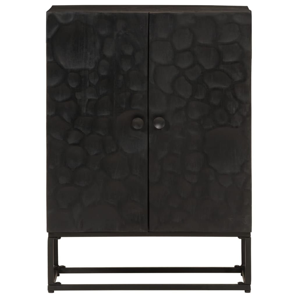 Buffet Noir Bois Massif De Manguier Et Fer Avec 2 Portes