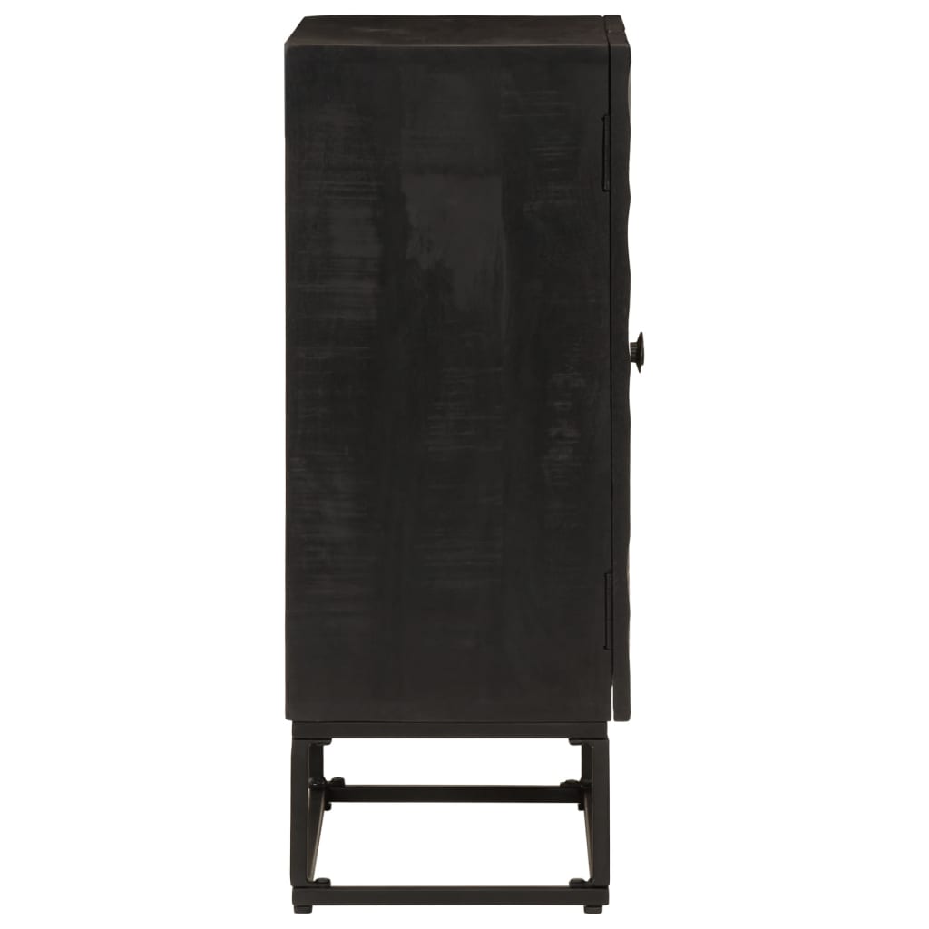 Buffet Noir Bois Massif De Manguier Et Fer Avec 2 Portes