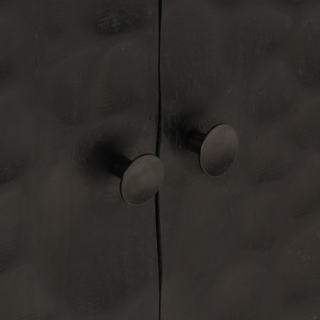 Buffet Noir Bois Massif De Manguier Et Fer Avec 2 Portes