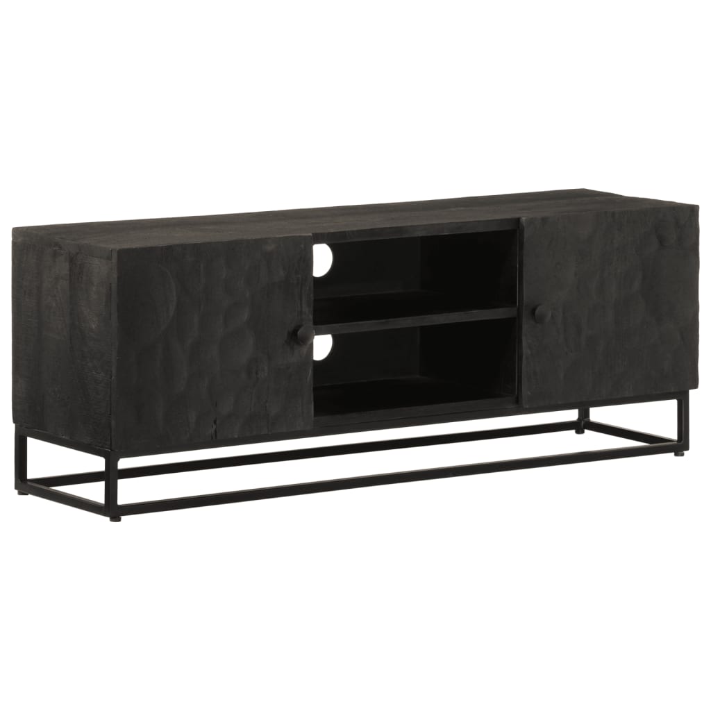 Buffet Noir Bois Massif De Manguier Et Fer Avec 2 Portes