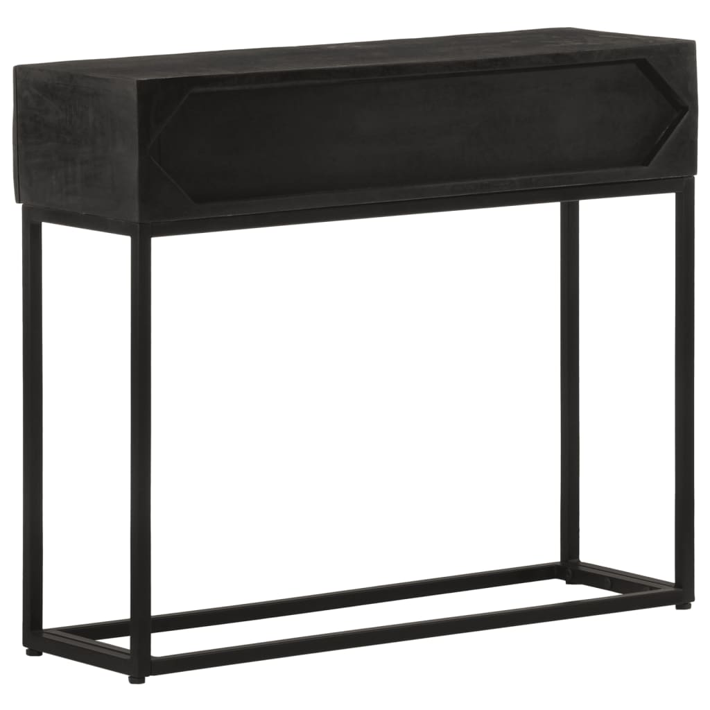 Table Console Noir Bois Massif De Manguier Et Fer Avec 2 Tiroirs