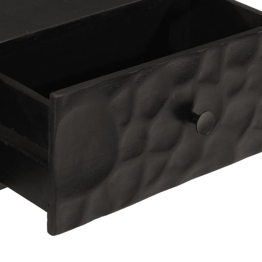 Table Console Noir Bois Massif De Manguier Et Fer Avec 2 Tiroirs