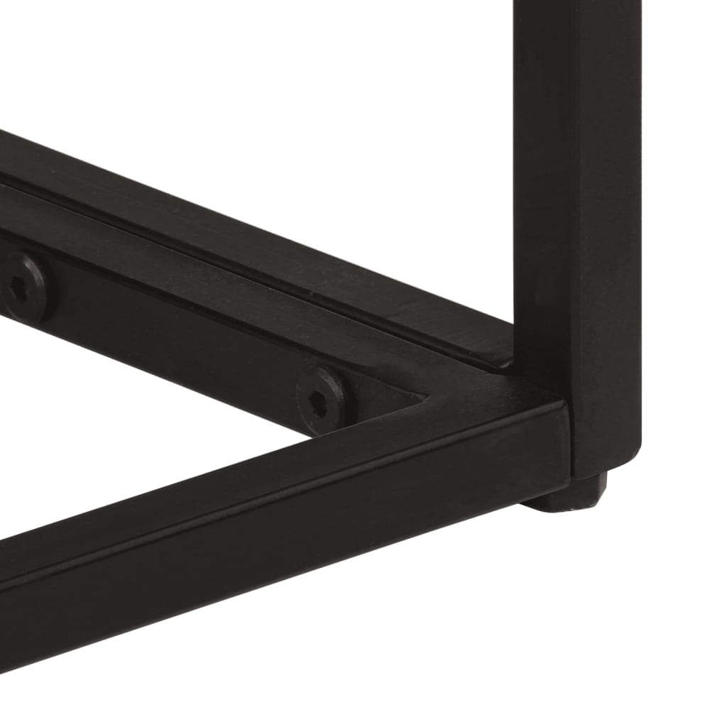 Table Console Noir Bois Massif De Manguier Et Fer Avec 2 Tiroirs
