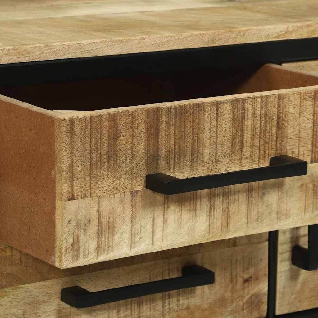 Table Console Marron 100 X 35 X 70 Cm Bois De Manguier Massif