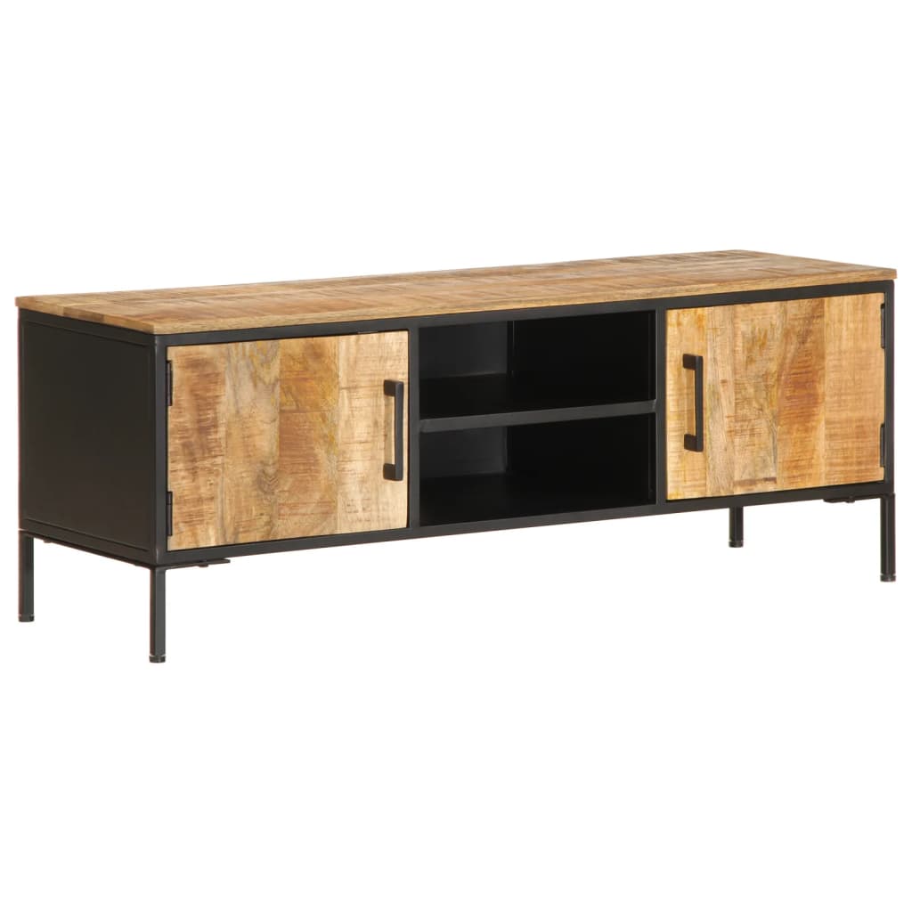 Meuble Tv 110X35X40 Cm Bois Massif De Manguier Brut