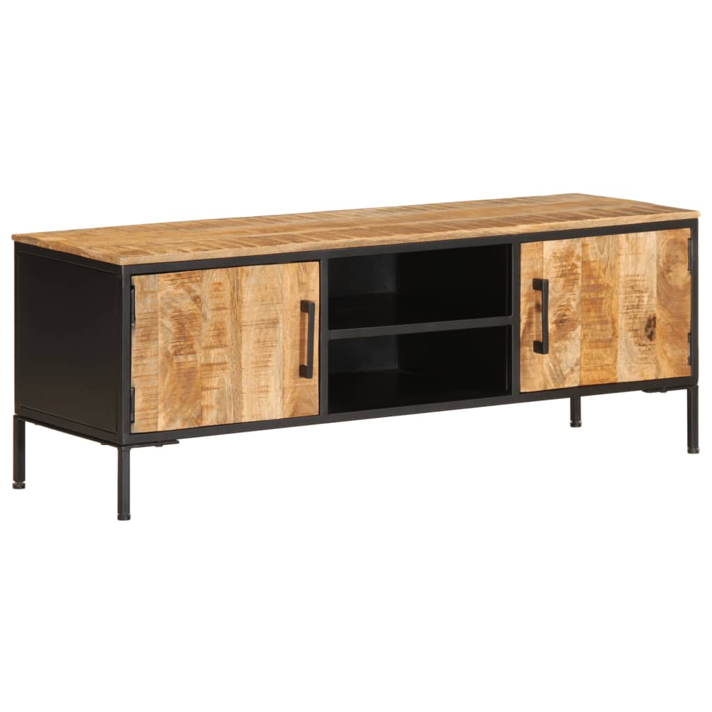 Meuble Tv 110X35X40 Cm Bois Massif De Manguier Brut